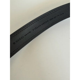 Gucci Men’s Rectangular Buckle Leather Belt Black 105/42 Italy 715600 NWT