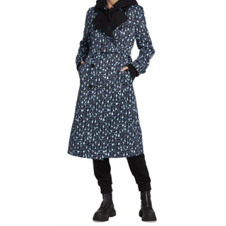Burberry Women BT Waterloo Gabardine Trench Coat Black/Blue 8US/42 It New $2890