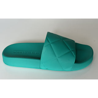 NIB $420 Bottega Veneta Womens Matt Rubber Green Slides Sandals 10 (40) 640051