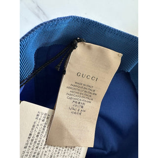 NWT Gucci Mens GG Logo Baseball Cap hat Royal Blue Size L
