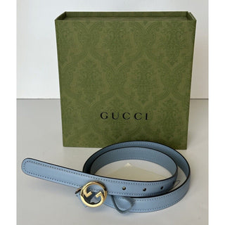Gucci Women's Cloudy Blue Calf Leather Belt  110/44 Italy 723073 NWT
