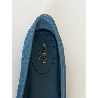 Gucci Horsebit Ballet Flat Suade Blue Sandals 10 US (40 Eu) IT 814413 NIB