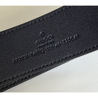 Gucci Interlocking GG Supreme Details Leather Belt Blue/Black 115/46 673921 NWT