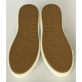 Fendi Domino FF Jacquard Sneakers Ivory Taupe 8 US (7 Fendi) IT 7E1553 NIB $770