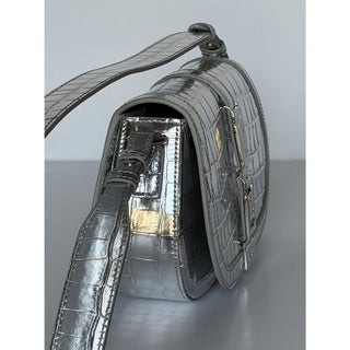 Versace La Greca Leather Silver Medium Shoulder Bag 1023417 Italy NWT $2775