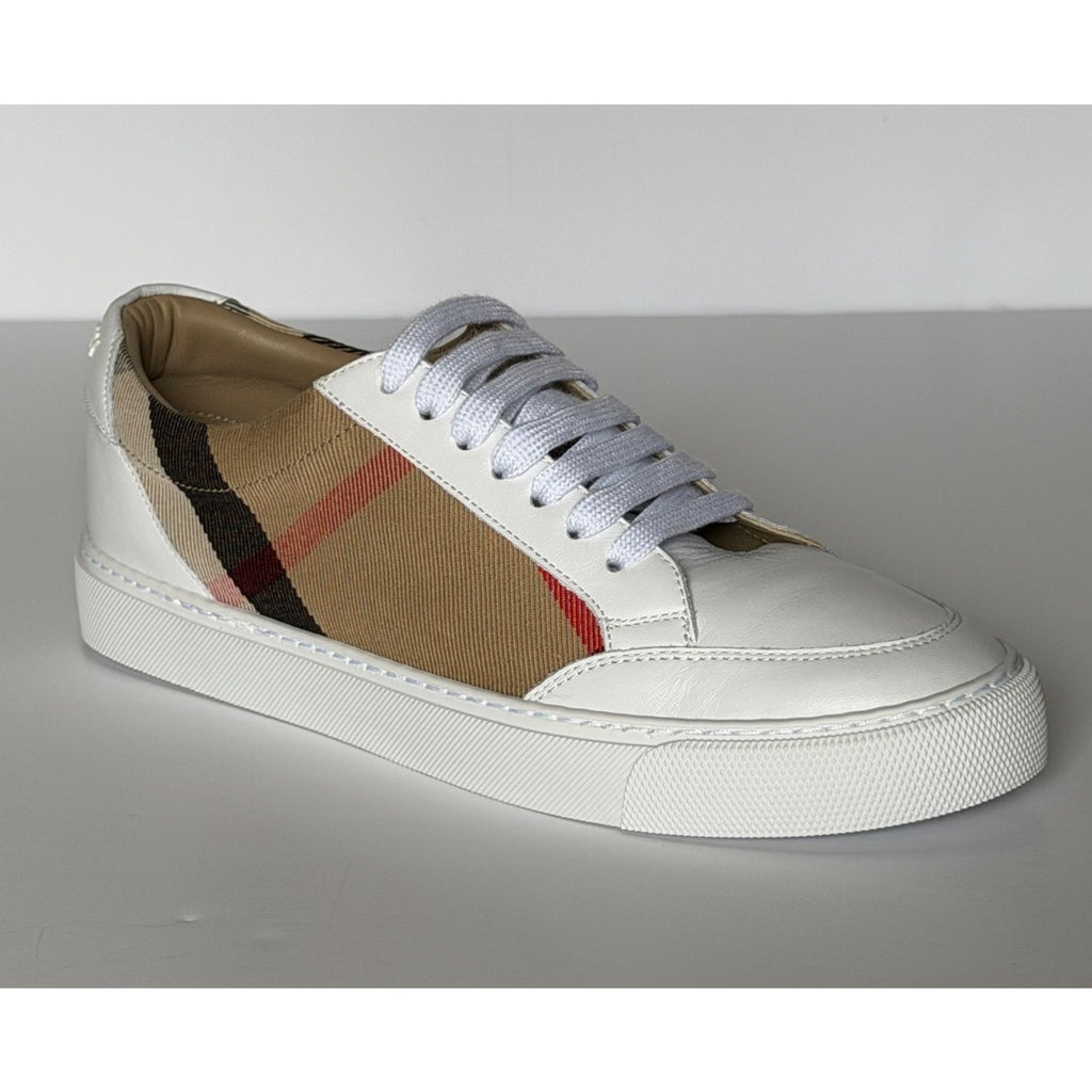 Burberry New Salmond Check Leather Sneakers Optic White 9.5 US 39.5 8024326 NIB