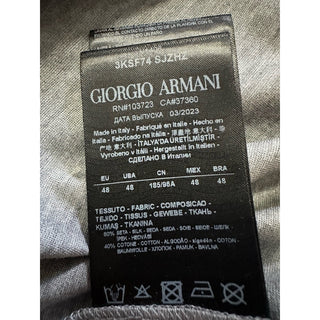 NWT $875 Giorgio Armani Mens Silk/Cotton Polo Shirt Gray 38 US/48 Eu ( S ) Italy