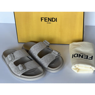 Fendi Men's FF Feel Slide Sandals Beige 11 US/10 UK IT 7X1604 NIB $1050
