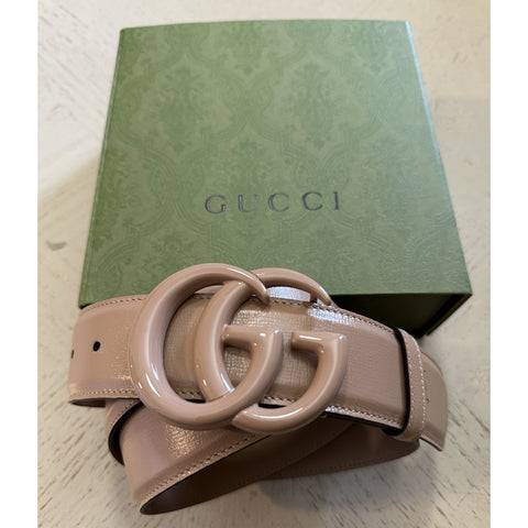 Gucci Women Leather GG Belt warm caramel / nude beige Size 110/44 NWT