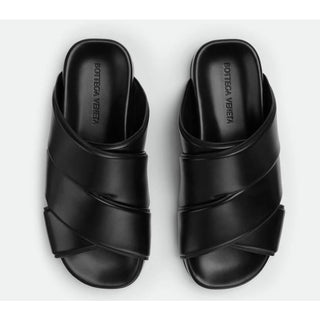 Bottega Veneta Men's Bridge Calf Leather Sandals Black 8 US 754187 IT NIB $990
