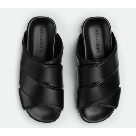 Bottega Veneta Men's Bridge Calf Leather Sandals Black 8 US 754187 IT NIB $990