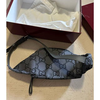 New Gucci Ripstoo GG Large belt bag Gray/Black Size 80/32 767934