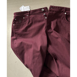 Brunello Cucinelli Men Traditional Fit Jeans Pants Burgundy 40 US/56 Eu New $750