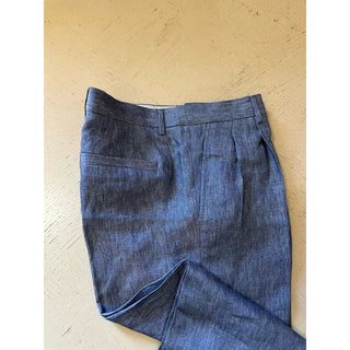 NWT $4995 BRUNELLO CUCINELLI Linen Classic-Fit Suit DENIM BLUE 42R US/52R Eu