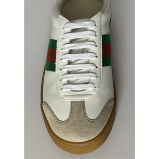 Gucci Women’s Web Leather/Suede Sneakers Natural White 8 US (38 Euro) 858912 NIB