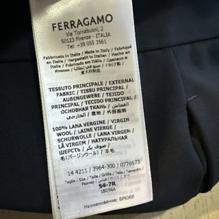 Ferragamo Men Wool Dress Pants Navy 38 US/54 Eu New $790