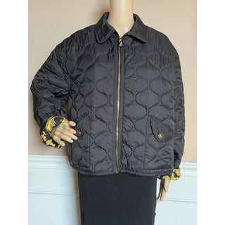 Versace Reversible Barocco Palm Quilted Jacket Black Gold 50 Euro 1022974 NWT