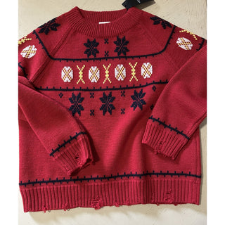NWT $2490 Saint Laurent Men Sweater sweater in wool jacquard Red XXL Italy