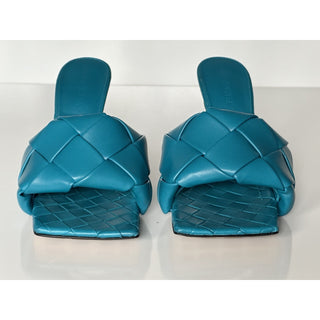NWT $1500 Bottega Veneta Lido Intrecciato Leather Mules Vintage Blue 7 US 608854