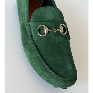 Gucci Mens Suede Horsebit Driver Loafers Shoes Green 8 US (7.5 Gucci) 765859 NIB