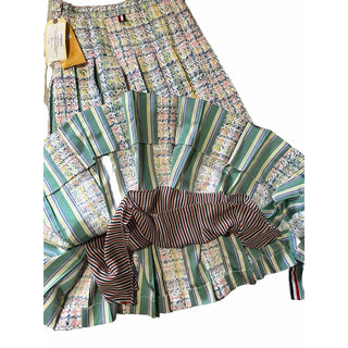 New $3200 Thom Brown Seasonal Pleated Tweed Midi Skirt White/Multi 38/4