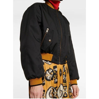 New $3980 Gucci Women Reversible Bomber Jacket Coat Black/Yellow/Multi 44/8