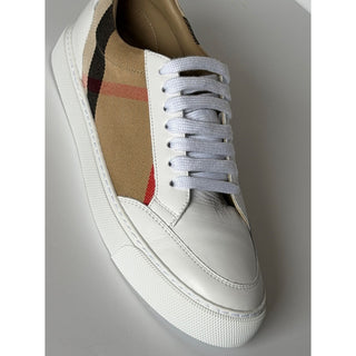 Burberry New Salmond Check Leather Sneakers Optic White 10.5 US 40.5 8024326 NIB