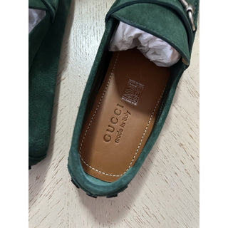 Gucci Men Suede horsebit Driver Loafers Shoes Green 7 US/6.5 UK 765859 New