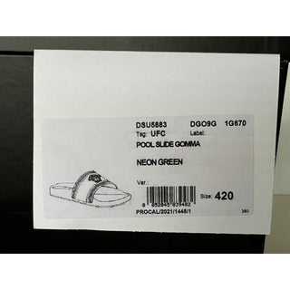 NIB Versace Medusa Head Slides Sandals Neon Green 9 US (42 Euro) DSU5883 Italy