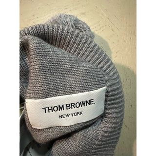 Thom Browne Pom-Pom Merino Wool Beanie Hat LIGHT GREY One Size Italy