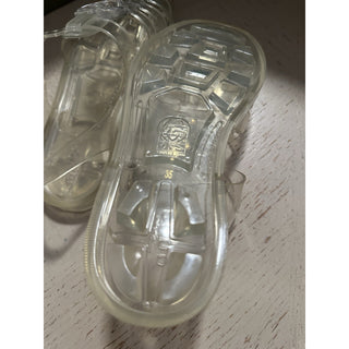 Gucci Women’s GG shiny rubber transparent Sandal 5 US ( 35 Eu ) 676970 New