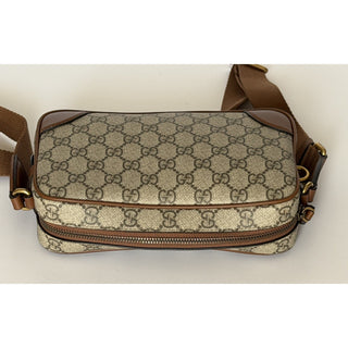 Gucci GG Emblem Small Camera Bag Beige Brown Crossbody 821216 FAED3 NWT