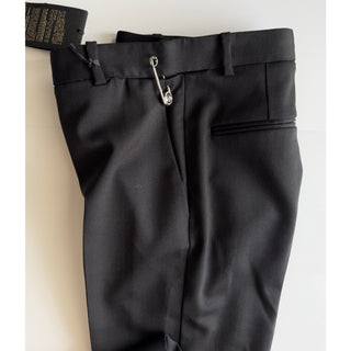 Versace Women's Black Safety Pin Wool Slim Pants 2 US (38 Eu) 1018021 NWT $1150