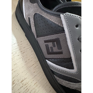 NIB $830 Fendi Men Mixed-Media Low-Top Sneakers Black/Gray 8 US/7 Fendi Italy