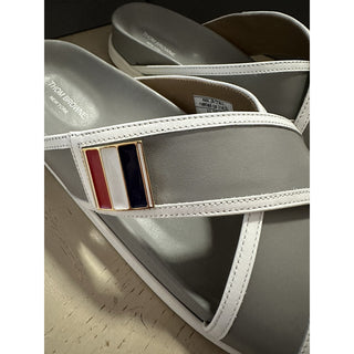 NIB $650 Thom Browne Criss Cross Leather Sandal Gray 9 US/42 Eu Italy