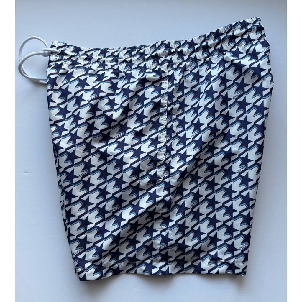Gucci Geometric Star Print Swim Shorts Blue/White Men 30 US (46 Euro) 790916 NWT
