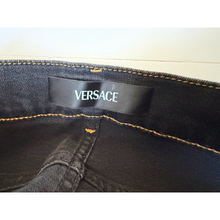 Versace Medusa Embroidered Black Stretch Jeans Men 30 US 1011835 1A13190 NWT