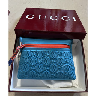 New Gucci Men Small GG scuba pouch Blue