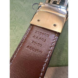 New Gucci Men Leather Reversible belt GG Buckle Black/Brown 75/30 715603