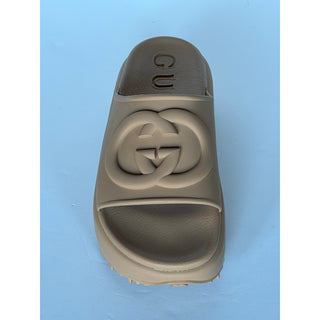 Gucci Interlocking G Platform Slide Sandals Beige Taupe 9 US (39) IT 692845 NIB