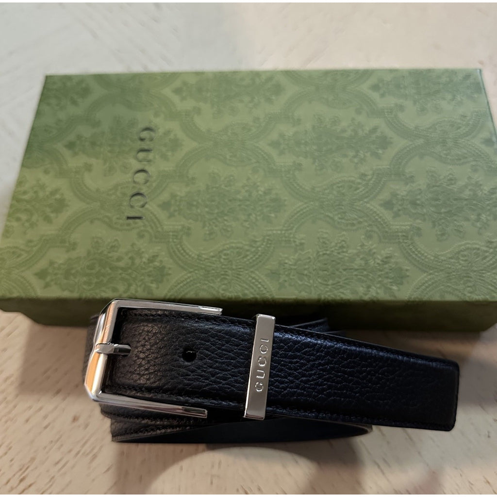 New Gucci Men’s Gucci Print Leather Belt Black 110/44 793760