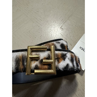 New $750 Fendi Womens FF Logo Leather Belt Black/Brown/White 34/85