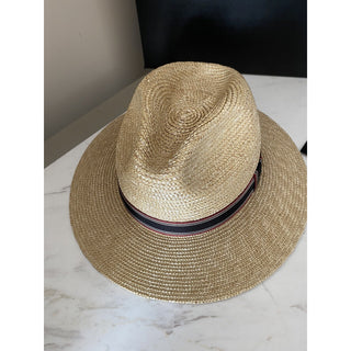 NWT Saint Laurent Men Straw Fedora Hat Beige Size S Italy