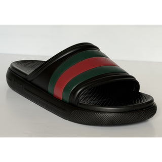 Gucci Men’s Rubber Black/Green/Red Sandals 10.5 US (10 Gucci) Italy 780286 NIB