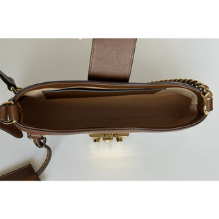 Gucci GG Supreme Leather/Canvas Brown Small Shoulder Bag Italy 811705 NWOT