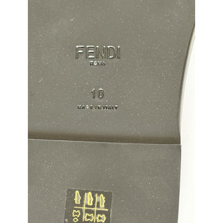 Fendi Roma Logo Leather Slide Sandals Black 11 US (10 Fendi) IT 7X1753 NIB $770