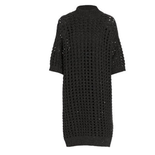 Brunello Cucinelli Cashmere Cable Knit Sweater Dress Charcoal Size S New $5395