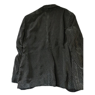 NWT $3395 Giorgio Armani Men Velvet Jacket Blazer Black/Gray 42 US/52 Eu Italy