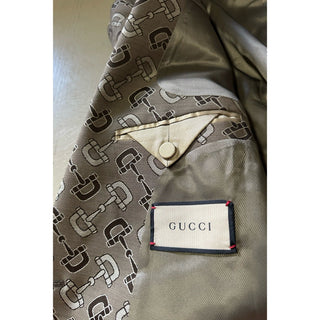 NWT $4800 Gucci Men MACRO HORSEBIT ALL OVER Jacket Blazer Beige/Brown 36 US/46 E