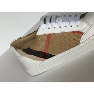 Burberry New Salmond Check Leather Sneakers Optic White 10.5 US 40.5 8024326 NIB